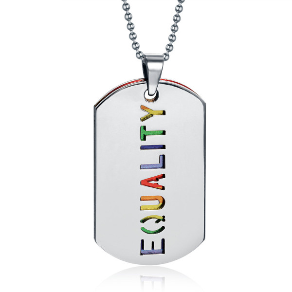 Wholesale Horizontal Rainbow and EQUALITY Stainless Steel Double Dogtag