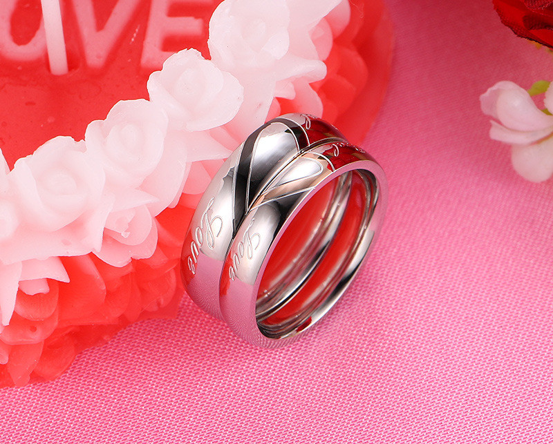 Stainless Steel Heart Match Wedding Ring Sets Cheap