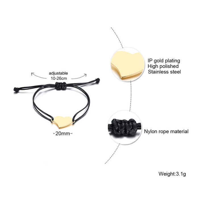 Wholesale Stainless Steel Simple Heart Bracelet Designs for Ladies