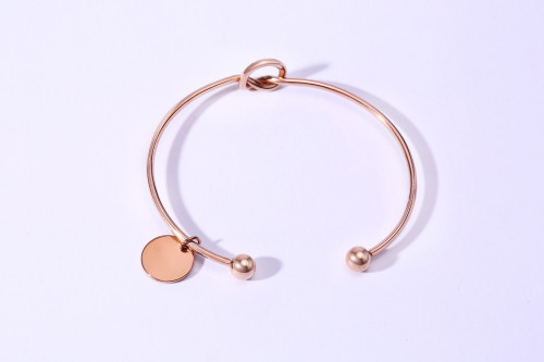 Wholesale Stainless Steel Disk Tag Love Knot Cuff Bracelet