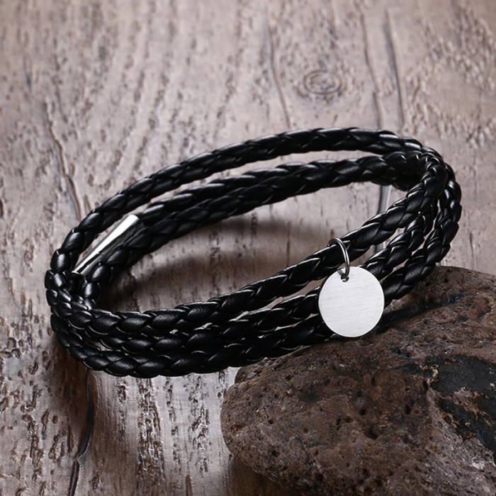 Wholesale New Stylish Leather Bracelet Multi-Layer Braided Rope