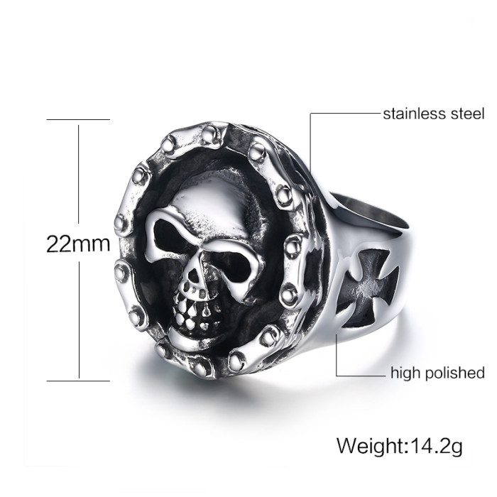 Wholesale Stainless Steel Chain Around Skull Ring Jewelry