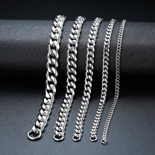 Wholesale Mens Stainless Steel Silver Color Cuban Chain Bracelet