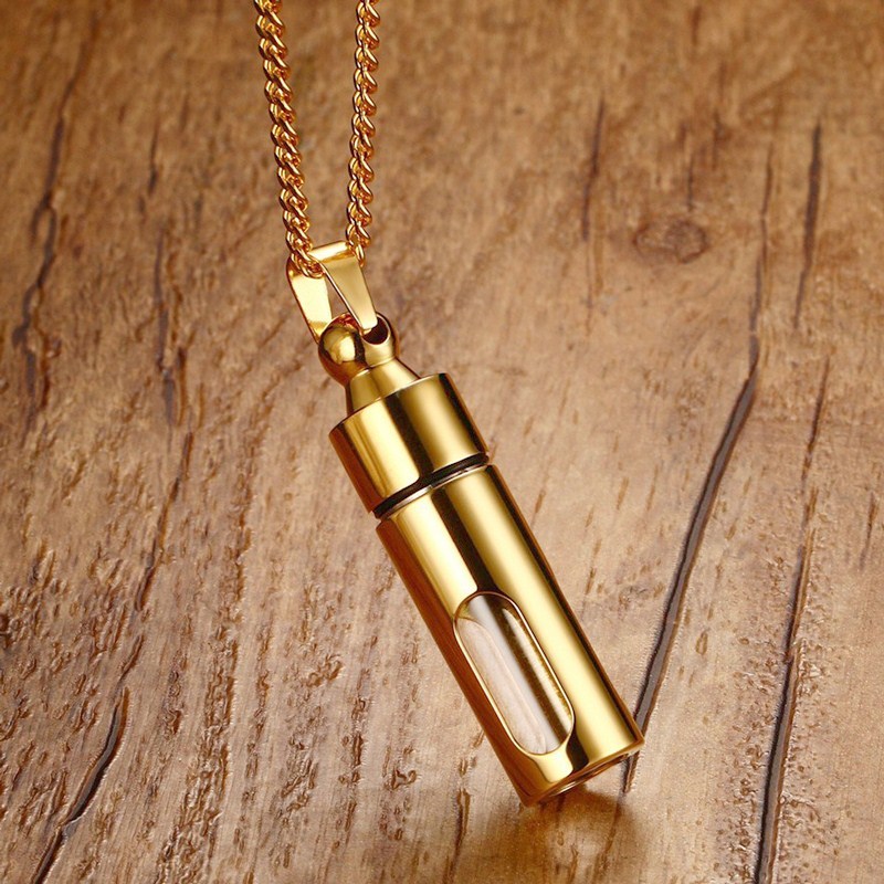 Wholesale Gold Stainless Steel Perfume Bottle Pendant Jewelry