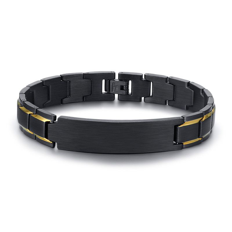 Wholesale Men's Stainless Steel Black Id Bracelet