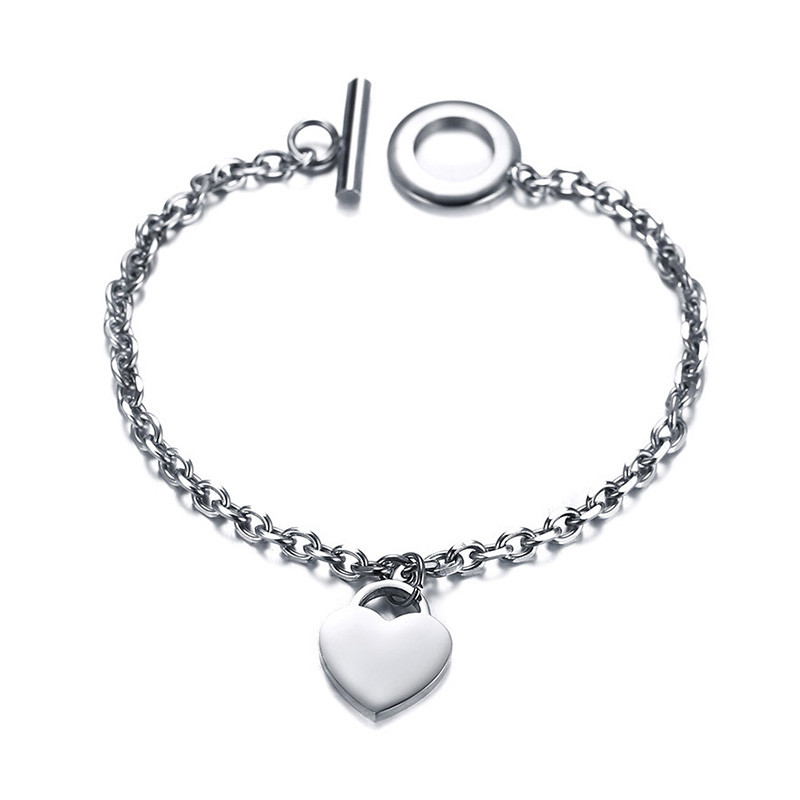 Wholesale Stainless Steel Chain Bracelet with Heart Charm
