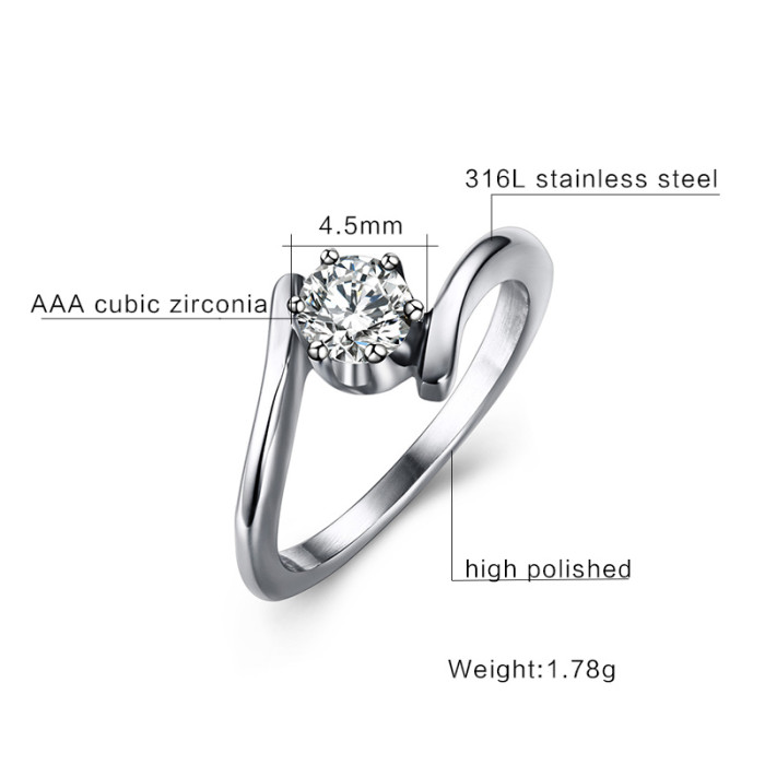 Wholesale Stainless Steel CZ Engagement Rings for Her