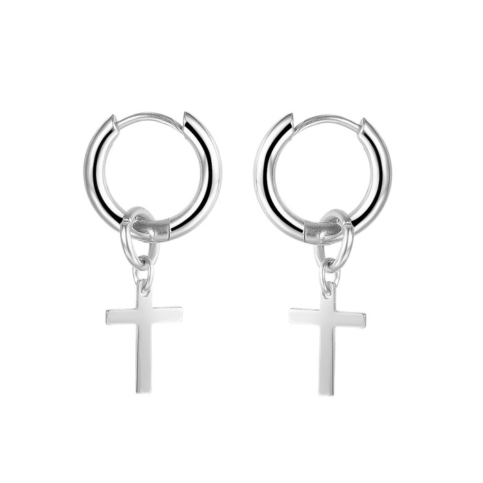 Wholesale Stainless Steel Hoop Earring with Cross