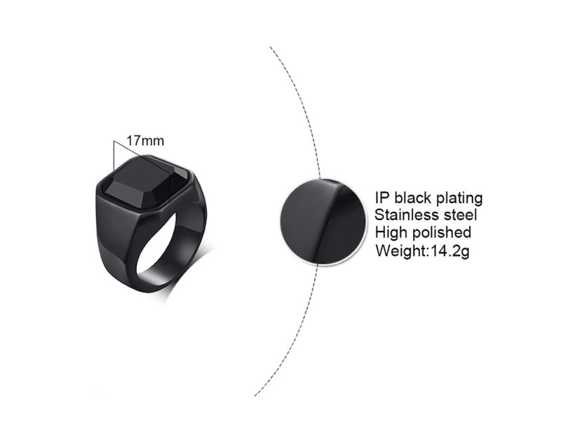 Wholesale Black Agate Stainless Steel Ring