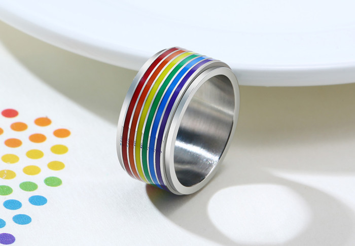 wholesale stainless steel spinner raibow ring