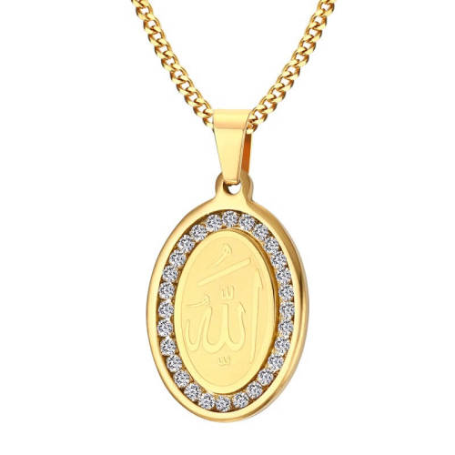 Wholesale Allah Oval Pendant with CZs