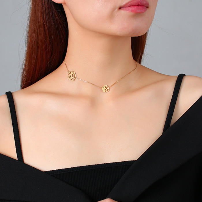 Wholesale Clavicle Necklace with Rose Stainless Steel
