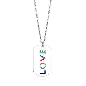 Wholesale LOVE Rainbow Dog Tag Stainless Steel