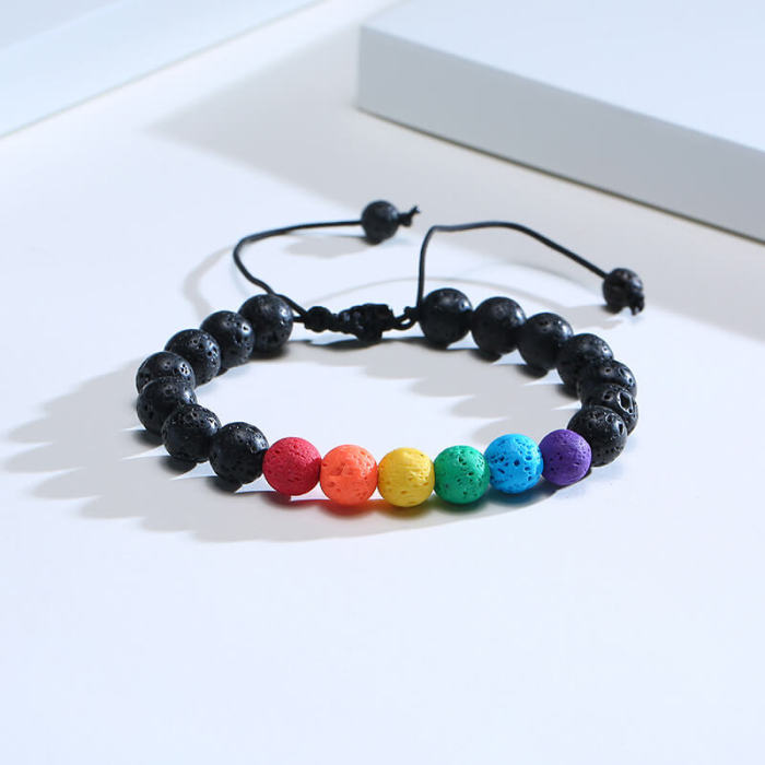 Wholesale Rainbow Lava Beads Bracelet