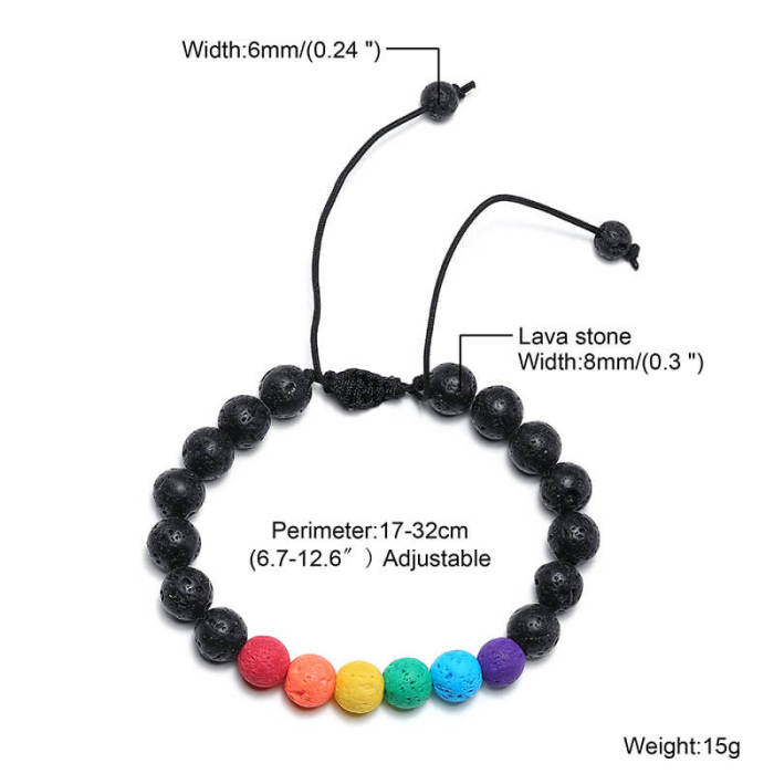 Wholesale Rainbow Lava Beads Bracelet