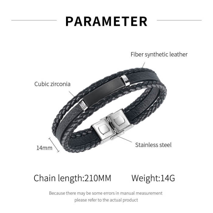 Wholesle Leather Personalised Mens Bracelet