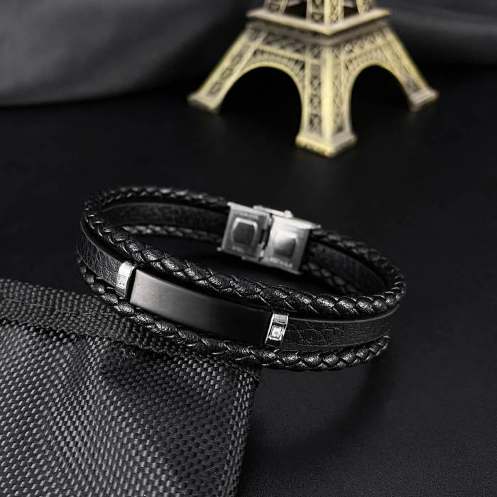 Wholesle Leather Personalised Mens Bracelet