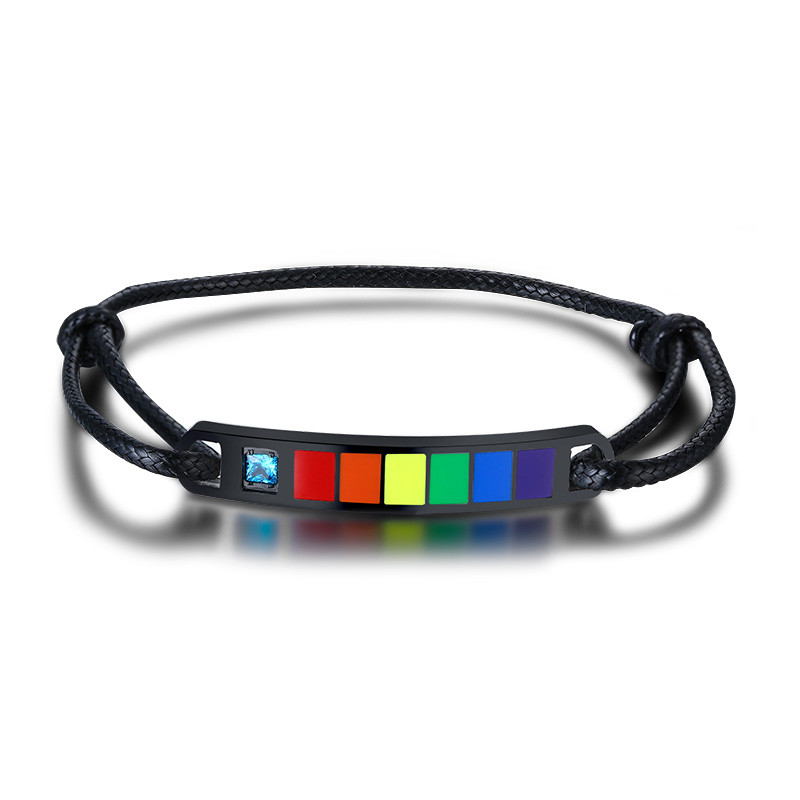 Wholesale Stainless Steel Adjustable Rainbow Couple Bracelets