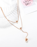 Wholesale Stainless Steel Long Y-shaped Ball Necklace