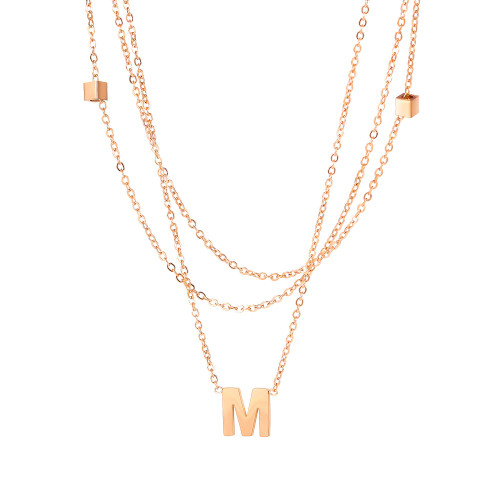 Wholesale Stainless Steel Initial M Multi Layer Necklace