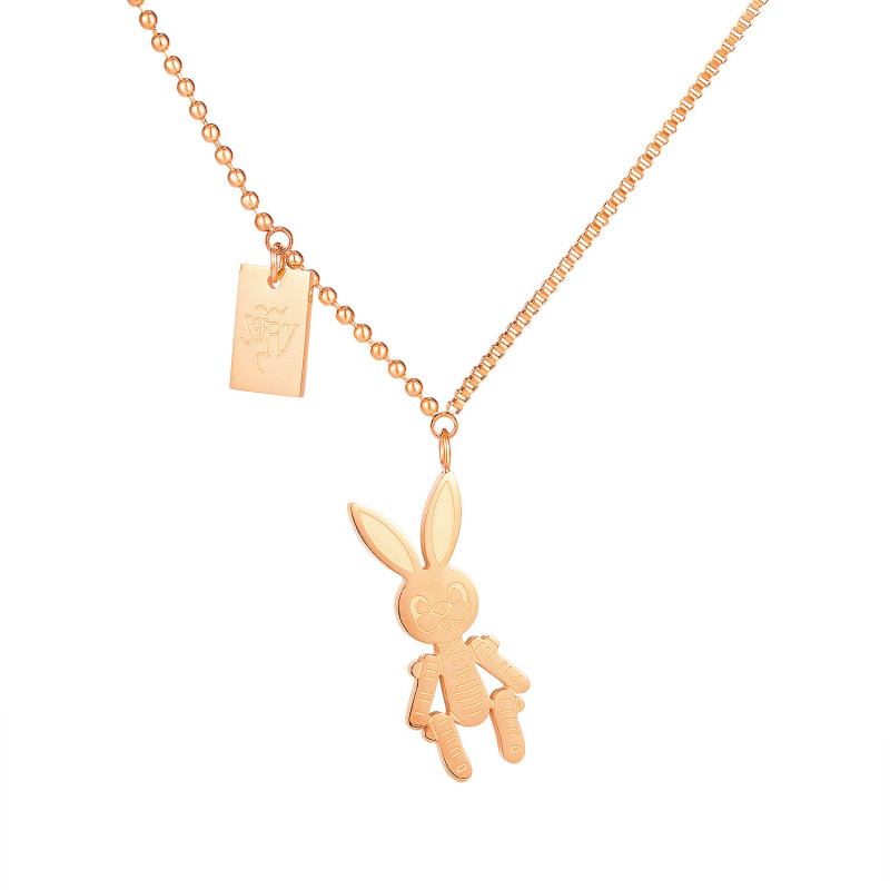 Wholesale Stainless Steel Minimalist Rabbit Pendant Necklace