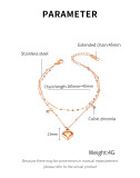 Wholesale Stainless Steel Double Layer Heart Cubic Zirconia Bracelet
