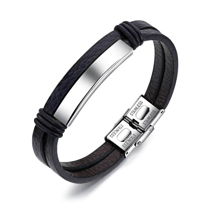 Wholesale Mens Personalised Leather Bracelet