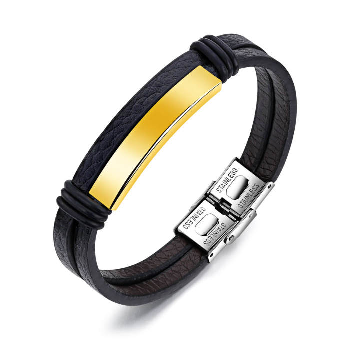 Wholesale Mens Personalised Leather Bracelet