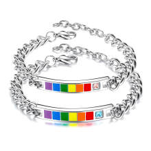 Wholesale Stainless Steel Rainbow Couple Bracelet