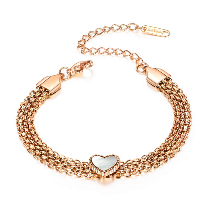 Wholesale Steel Multilayer Chain Bracelet with Heart