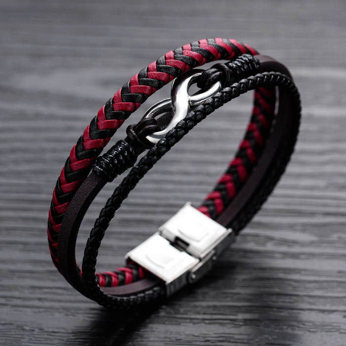 Wholesale Red and Black Leather Bracelet