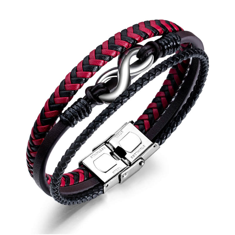 Wholesale Red and Black Leather Bracelet