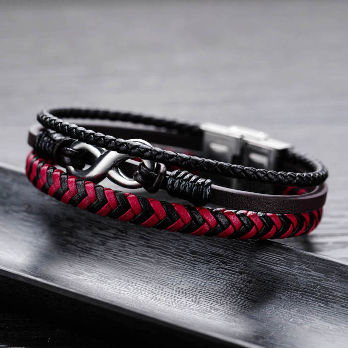 Wholesale Red and Black Leather Bracelet