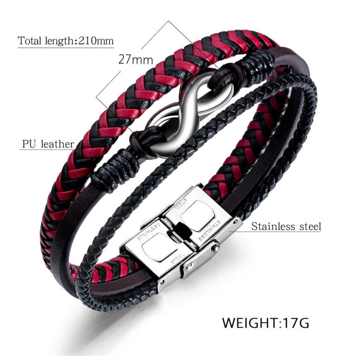 Wholesale Red and Black Leather Bracelet