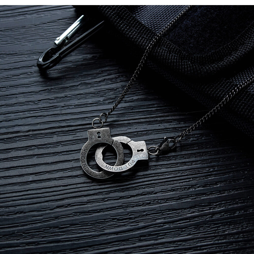 Stainless steel handcuff necklace clearance