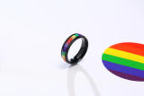 Wholesale Black Rings with Rainbow Stainless Steel