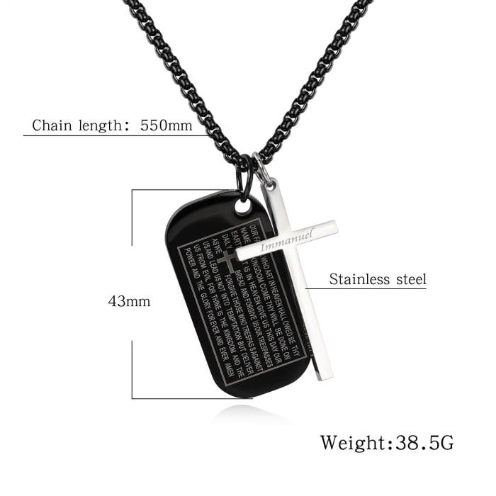 Wholesale Steel Bible Dog Tag with Cross