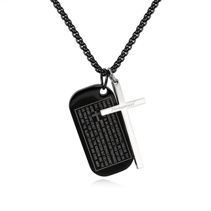 Wholesale Steel Bible Dog Tag with Cross