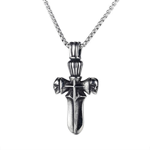 Wholesale Cross Pendant with Skull Stainless Steel