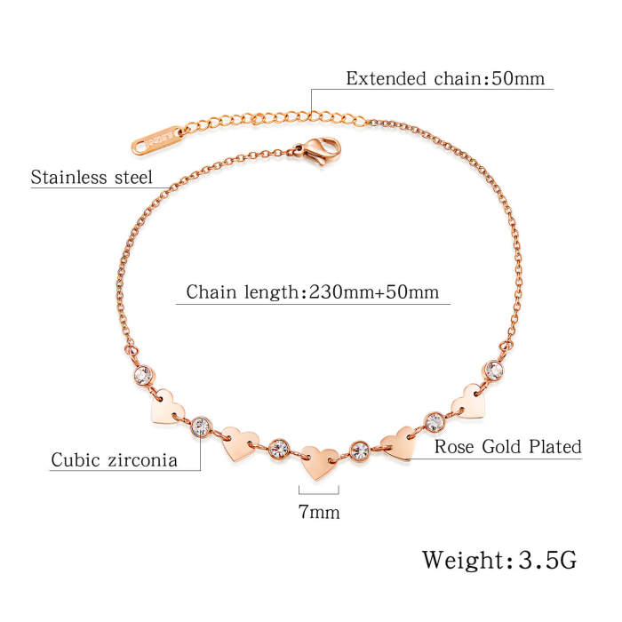 Wholesale Steel Anklet with Loving Heart