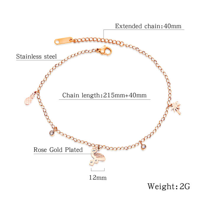 Wholesale Stainless Steel Anklet with Flamingo