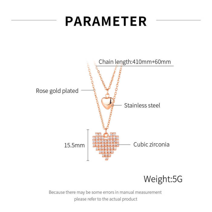 Wholesale Stainless Steel Heart Necklace with CZ