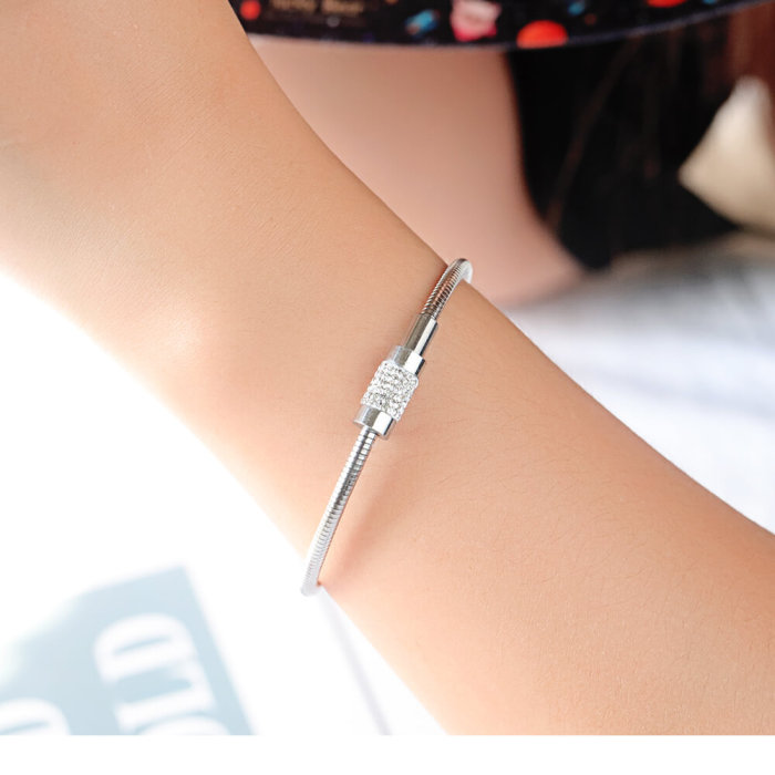 Wholesale Stainlss Steel Women Bangle with CZ