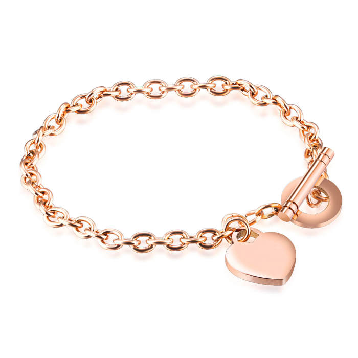 Wholesale Stainless Steel 0 Chain Bracelet with Heart