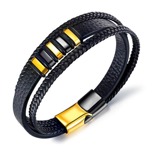 Wholesale Mens Black Leather Bracelet