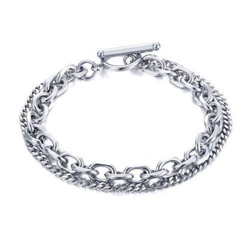Wholesale Stainless Steel Double-deck Chain Bracelet