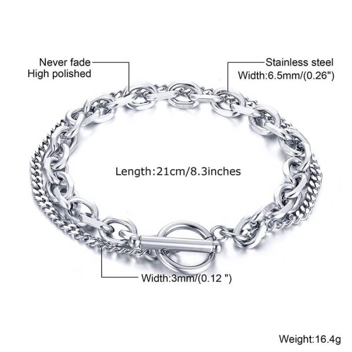 Wholesale Stainless Steel Double-deck Chain Bracelet