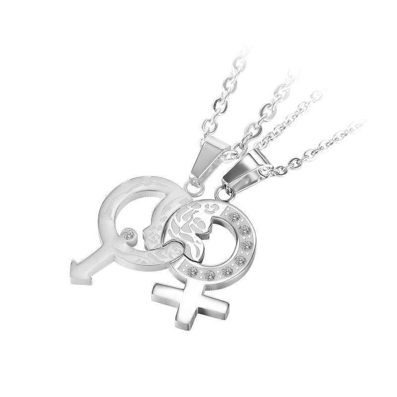 Wholesale Stainless Steel Matching Necklaces for Boyfriend and Girlfriend