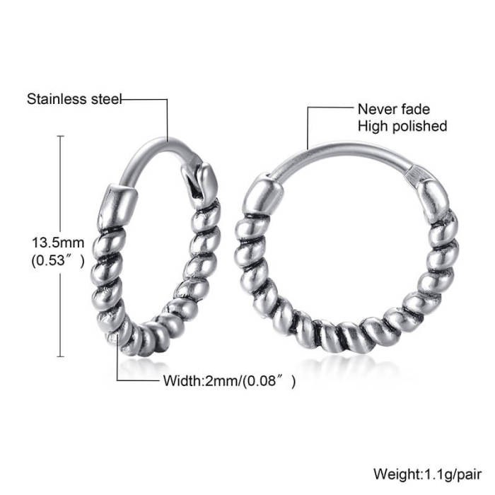 Wholesale Stainless Steel Mens Hoop Earrings