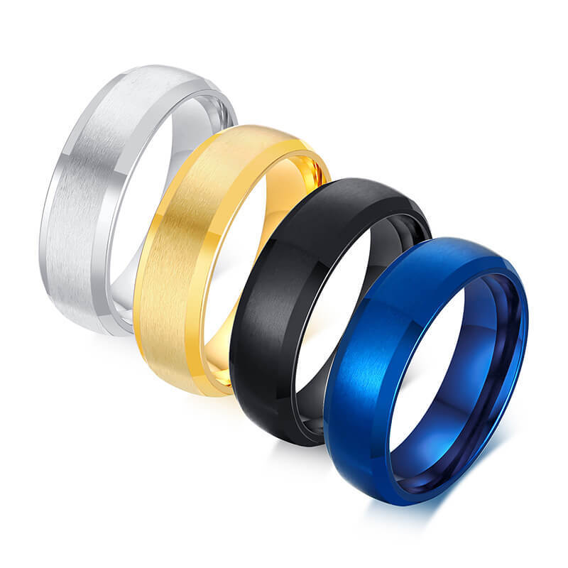 6mm Men Brushed Center and High Polished Edge Steel Ring